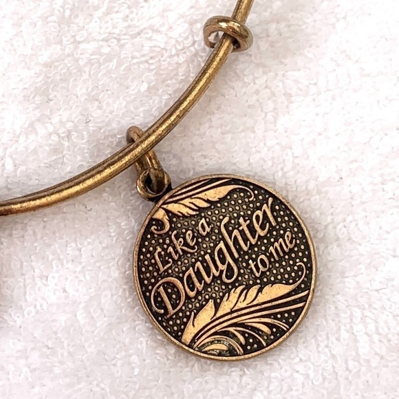 Alex and Ani Like A Daughter Charm Bracelet Gold Finish Expands 2”- 3.5” - Picture 2 of 4